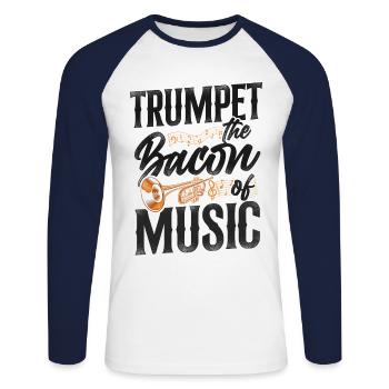 Trumpet Player Vintage Trumpet The - Unisex Baseballshirt langarm - Weiß/Navy - Vorne - Nik (191cm)