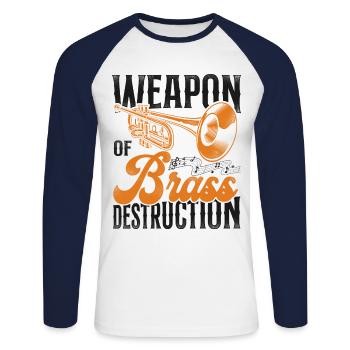 Trumpet Player Vintage Weapon Of - Unisex Baseballshirt langarm - Weiß/Navy - Vorne - Nik (191cm)