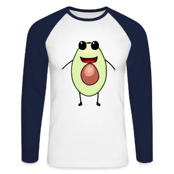 Avocado funny vegetarian vegetables vitamins healthy - Unisex Long Sleeve Baseball T-Shirt - white/navy - Front - Nik (191cm)