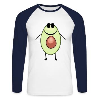 Avocat Légumes Nourriture Nourriture Végétarien - T-shirt baseball manches longues Homme - blanc/marine - Devant - Nik (191cm)