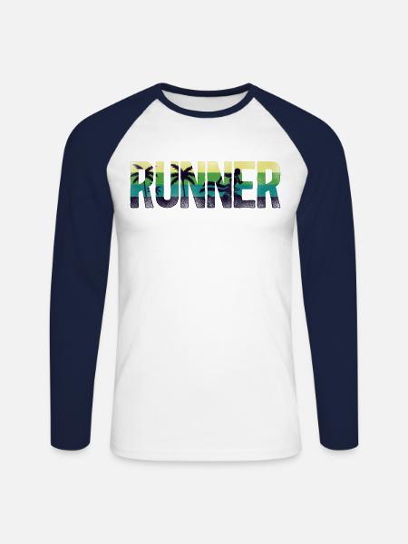Running Runner Half Marathon Retro - Unisex Long Sleeve Baseball T-Shirt - white/navy