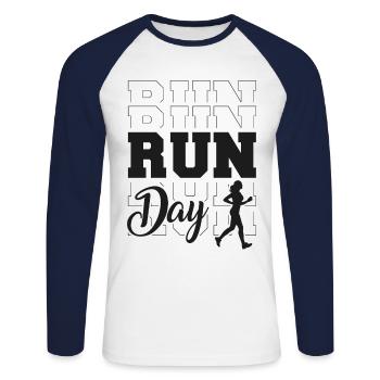 Running Runner Half Marathon - Unisex Long Sleeve Baseball T-Shirt - white/navy - Front - Nik (191cm)