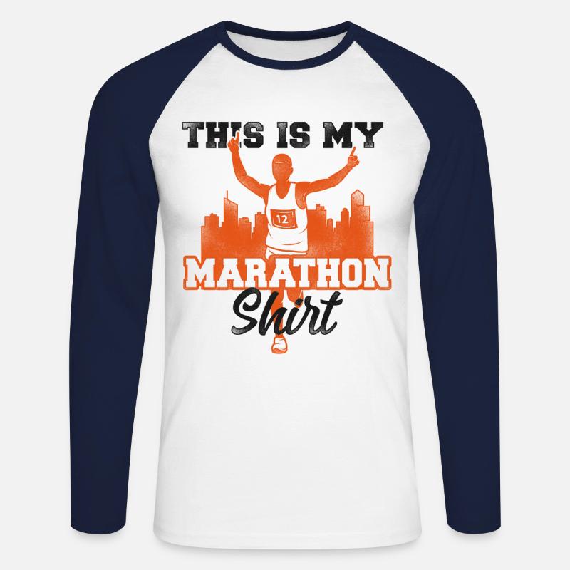 Running Runner Half Marathon - Unisex Long Sleeve Baseball T-Shirt - white/navy