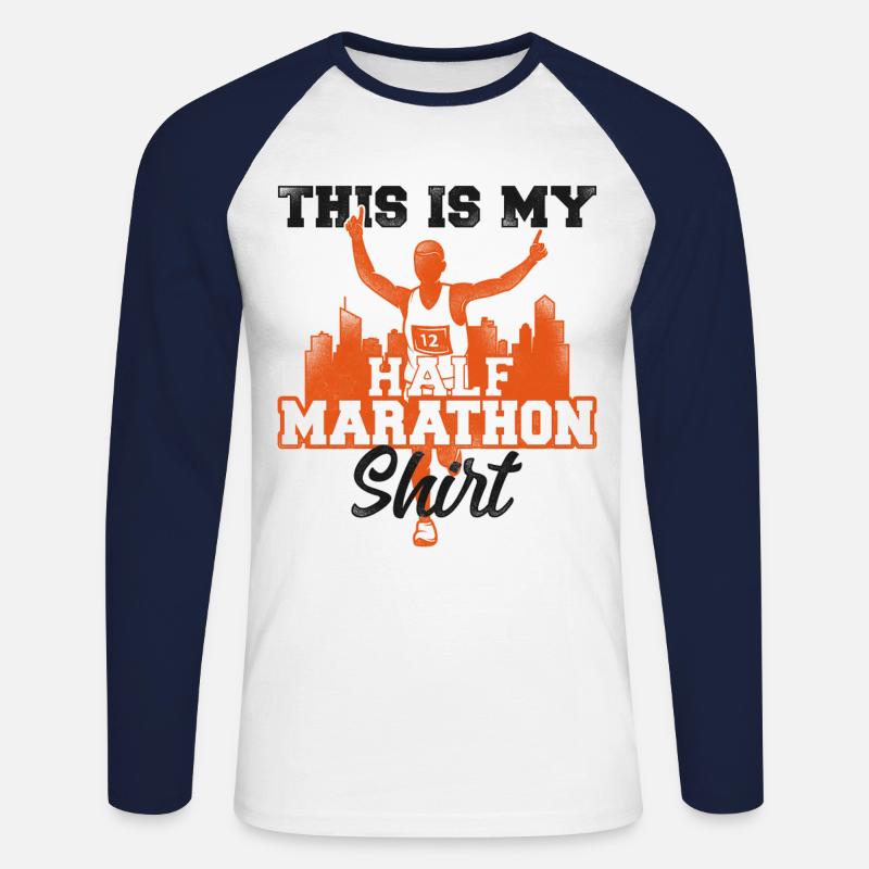 Running Runner Half Marathon - Unisex Long Sleeve Baseball T-Shirt - white/navy