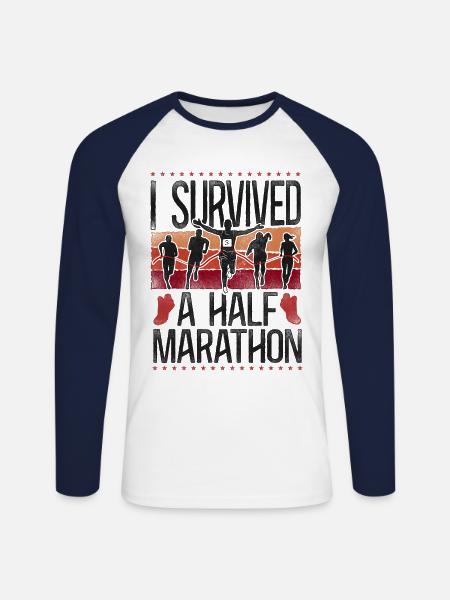 Running Runner Half Marathon - Unisex Baseballshirt langarm - Weiß/Navy