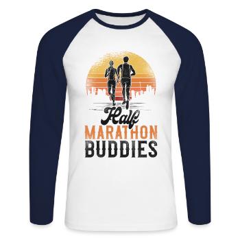 Running Runner Half Marathon - Unisex Baseballshirt langarm - Weiß/Navy - Vorne - Nik (191cm)