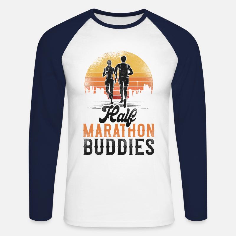 Running Runner Half Marathon - Unisex Baseballshirt langarm - Weiß/Navy