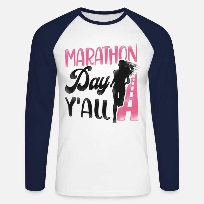 Running Runner Half Marathon - Unisex Baseballshirt langarm - Weiß/Navy