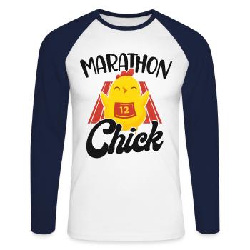 Running Runner Half Marathon - Unisex Long Sleeve Baseball T-Shirt - white/navy - Front - Nik (191cm)