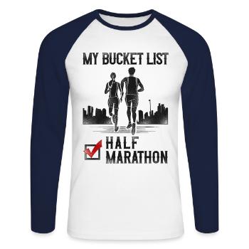 Running Runner Half Marathon - Unisex Baseballshirt langarm - Weiß/Navy - Vorne - Nik (191cm)