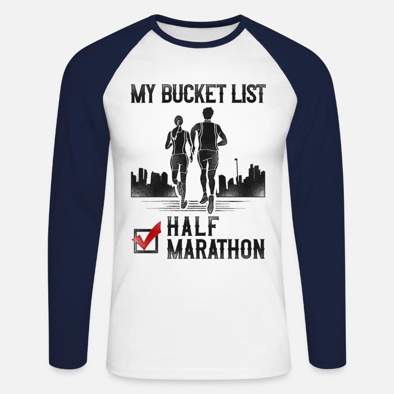 Running Runner Half Marathon - Unisex Baseballshirt langarm - Weiß/Navy