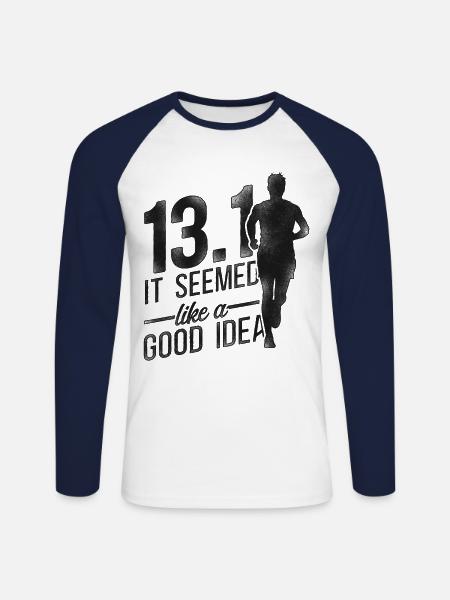 Running Runner Half Marathon Half - Unisex Long Sleeve Baseball T-Shirt - white/navy