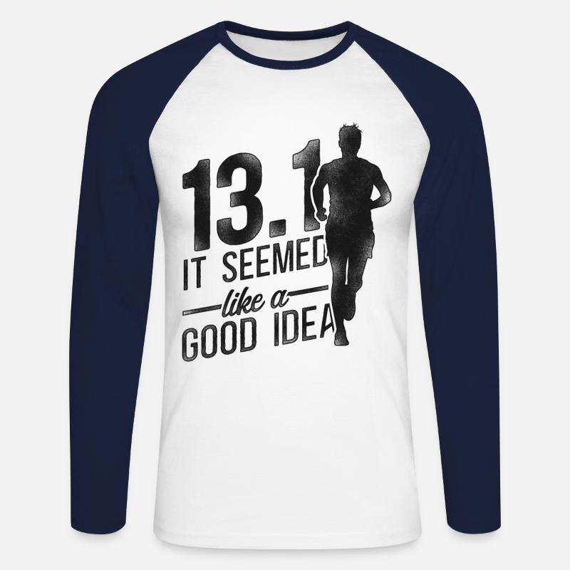 Running Runner Half Marathon Half - Unisex Baseballshirt langarm - Weiß/Navy