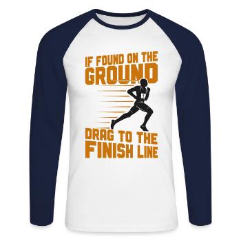 Running Runner Semi-Marathon - T-shirt baseball manches longues Homme - blanc/marine - Devant - Nik (191cm)