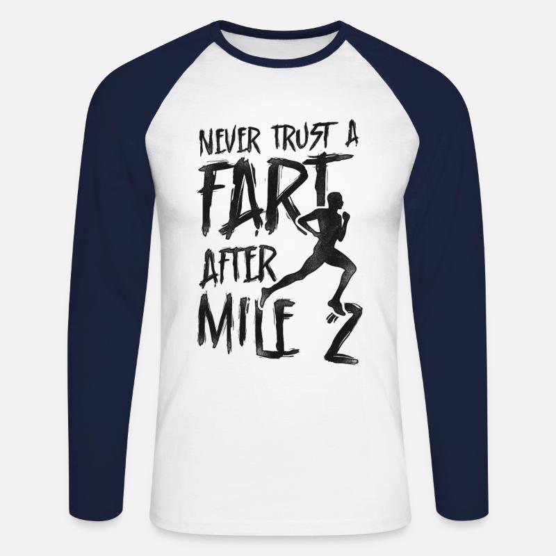 Running Runner Half Marathon - Unisex Baseballshirt langarm - Weiß/Navy