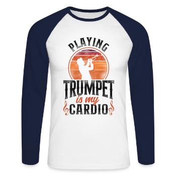 Trumpet Player Vintage Retro - Unisex Baseballshirt langarm - Weiß/Navy - Vorne - Nik (191cm)