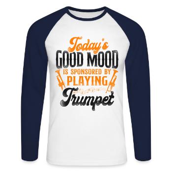 Trumpet Player Vintage Today's - Unisex Baseballshirt langarm - Weiß/Navy - Vorne - Nik (191cm)