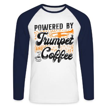 Trompettiste Café Vintage - T-shirt baseball manches longues Homme - blanc/marine - Devant - Nik (191cm)