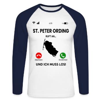 Sankt Peter Ording Nordsee Urlaub Idee - Unisex Baseballshirt langarm - Weiß/Navy - Vorne - Nik (191cm)
