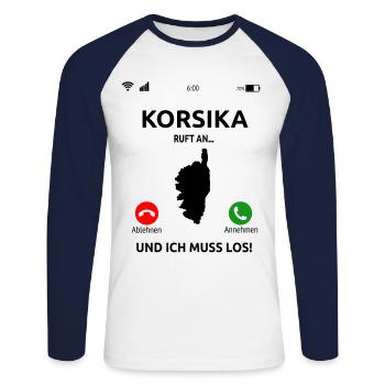 Korsika Urlaub Corsica Corse Idee - Unisex Baseballshirt langarm - Weiß/Navy - Vorne - Nik (191cm)