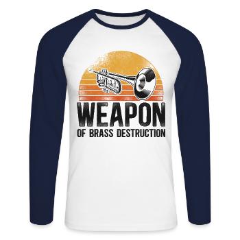 Trumpet Player Pun Vintage Retro - Unisex Baseballshirt langarm - Weiß/Navy - Vorne - Nik (191cm)