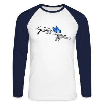 Butterfly Satans blue Butterfly grunge Goth - T-shirt baseball manches longues Homme - blanc/marine - Devant - Nik (191cm)