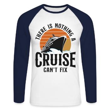 Cruise Ship Vacation Retro There - Unisex Long Sleeve Baseball T-Shirt - white/navy - Front - Nik (191cm)