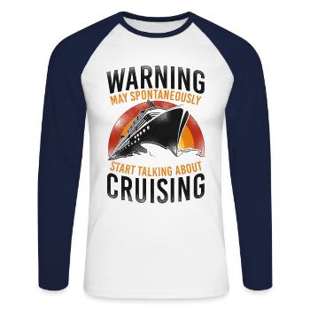 Croisière Vacances Rétro Vintage - T-shirt baseball manches longues Homme - blanc/marine - Devant - Nik (191cm)