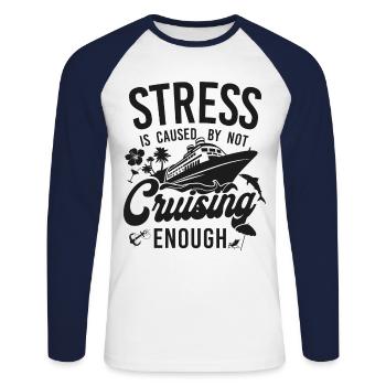 Cruise Ship Vacation Stress Is - Unisex Long Sleeve Baseball T-Shirt - white/navy - Front - Nik (191cm)