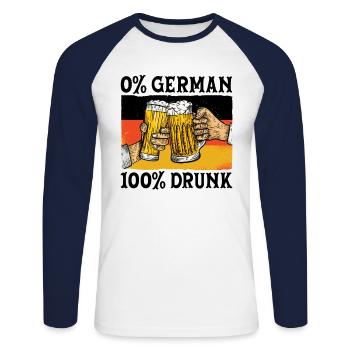 0% German 100% Loves Beer Volksfest - Unisex Long Sleeve Baseball T-Shirt - white/navy - Front - Nik (191cm)