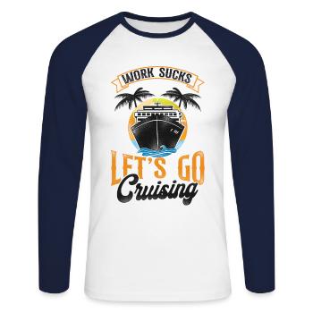 Cruise Ship Vacation Retro Vintage - Unisex Baseballshirt langarm - Weiß/Navy - Vorne - Nik (191cm)