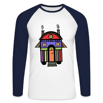 Construction trailer colorful colorful hippie house living eco - Unisex Long Sleeve Baseball T-Shirt - white/navy - Front - Nik (191cm)