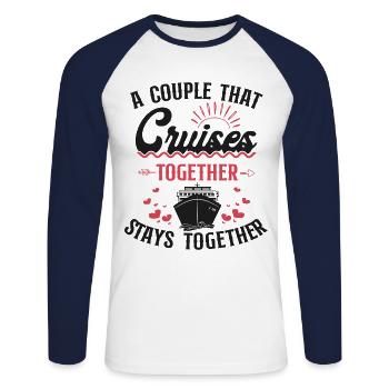 Cruise Ship Vacation Couples - Unisex Baseballshirt langarm - Weiß/Navy - Vorne - Nik (191cm)