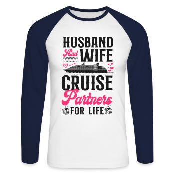 Cruise Ship Vacation Marriage - Unisex Baseballshirt langarm - Weiß/Navy - Vorne - Nik (191cm)
