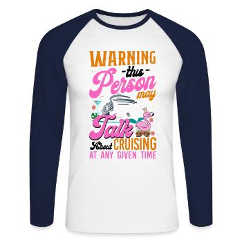 Avertissement de fille de vacances de bateau de croisière - T-shirt baseball manches longues Homme - blanc/marine - Devant - Nik (191cm)