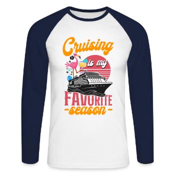 Cruise Ship Vacation Girl Cruising - Unisex Long Sleeve Baseball T-Shirt - white/navy - Front - Nik (191cm)