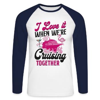 Cruise Ship Vacation Friends - Unisex Baseballshirt langarm - Weiß/Navy - Vorne - Nik (191cm)