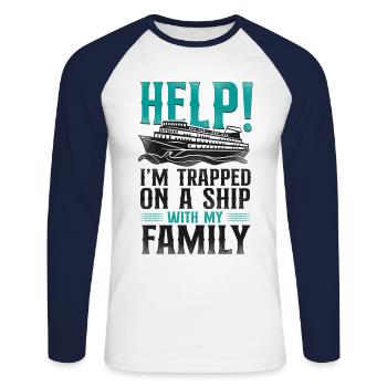 Cruise Ship Vacation Family - Unisex Baseballshirt langarm - Weiß/Navy - Vorne - Nik (191cm)