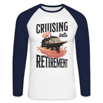 Cruise Ship Vacation Retired - Unisex Baseballshirt langarm - Weiß/Navy - Vorne - Nik (191cm)