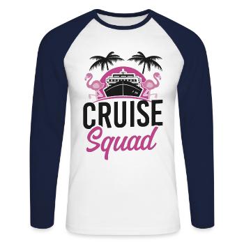 Bateau de croisière Vacances Filles Amies - T-shirt baseball manches longues Homme - blanc/marine - Devant - Nik (191cm)