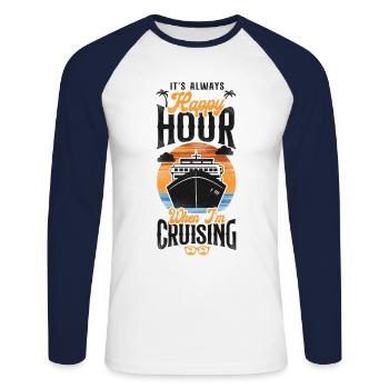 Cruise Ship Vacation Vintage It's - Unisex Baseballshirt langarm - Weiß/Navy - Vorne - Nik (191cm)