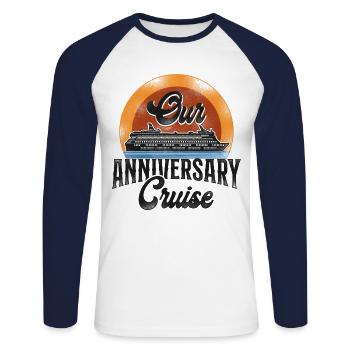 Croisière Vacances Mari Femme - T-shirt baseball manches longues Homme - blanc/marine - Devant - Nik (191cm)