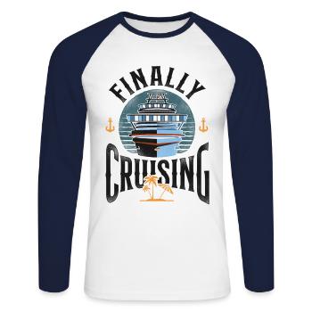 Cruise Ship Vacation Finally - Unisex Baseballshirt langarm - Weiß/Navy - Vorne - Nik (191cm)