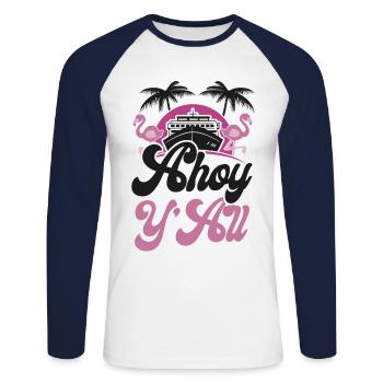Cruise Ship Vacation Girl Ahoy - Unisex Baseballshirt langarm - Weiß/Navy - Vorne - Nik (191cm)