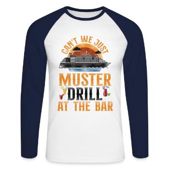 Cruise Ship Vacation Drinking - Unisex Long Sleeve Baseball T-Shirt - white/navy - Front - Nik (191cm)