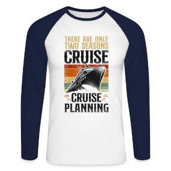 Cruise Ship Vacation Vintage There - Unisex Long Sleeve Baseball T-Shirt - white/navy - Front - Nik (191cm)