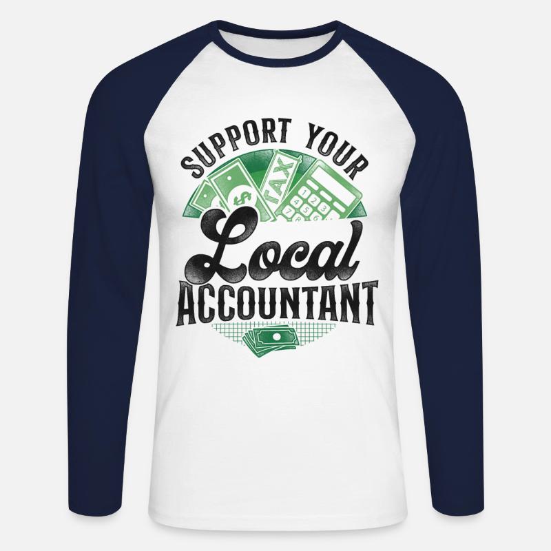 Comptable Comptable Comptable Comptabilité - T-shirt baseball manches longues Homme - blanc/marine