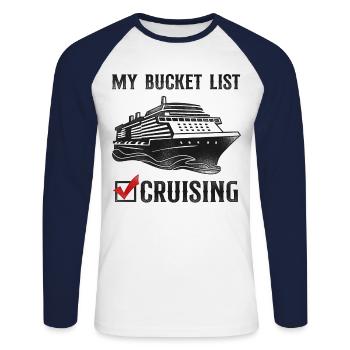 Cruise Ship Vacation Vintage - Unisex Baseballshirt langarm - Weiß/Navy - Vorne - Nik (191cm)