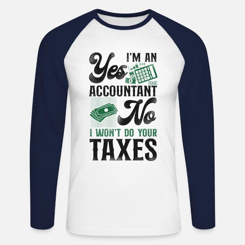 Comptable Comptable Comptable Comptabilité - T-shirt baseball manches longues Homme - blanc/marine