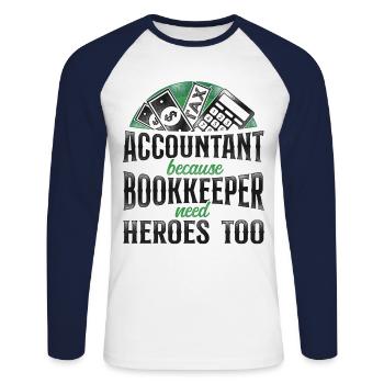 Accountant Bookkeeper Accounting - Unisex Long Sleeve Baseball T-Shirt - white/navy - Front - Nik (191cm)